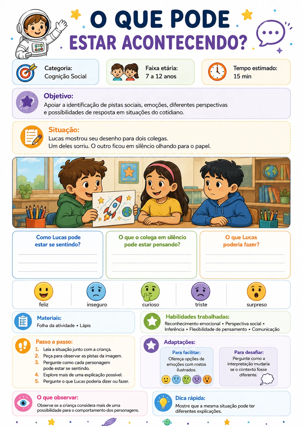 Página real de atividade de cognição social